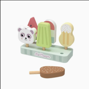 Wooden Ice Cream Stand Toy Set Dessert Simulation Shop Rack Pretend Play Kitchen Toys for Kids