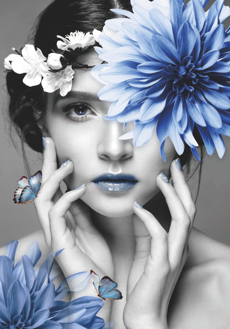 Fashion figure painting with rhinestone scaled