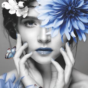 Fashion figure painting with rhinestone scaled