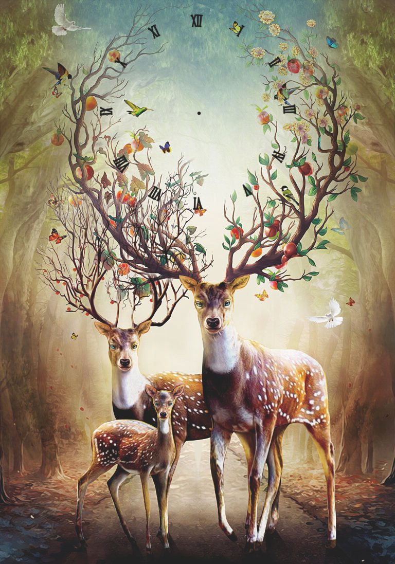 Animal design with rhinestone and clock