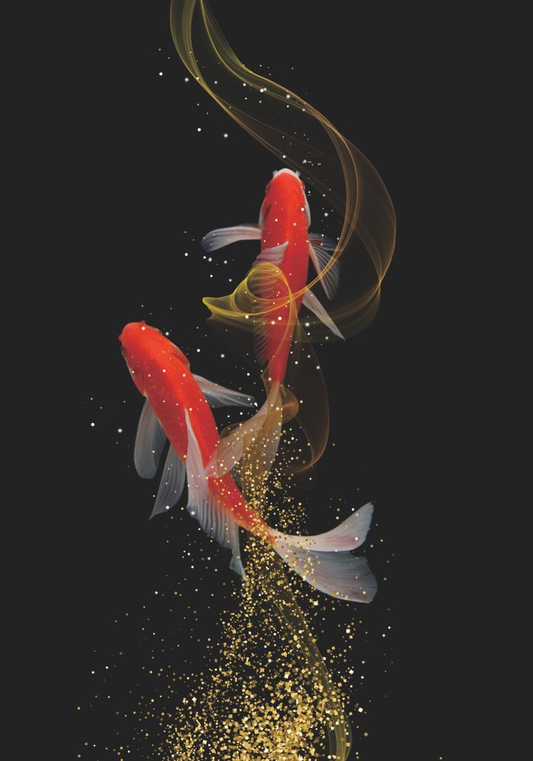 Khoi fish design with rhinestone scaled