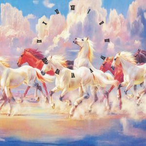Horse design with rhinestone and clock