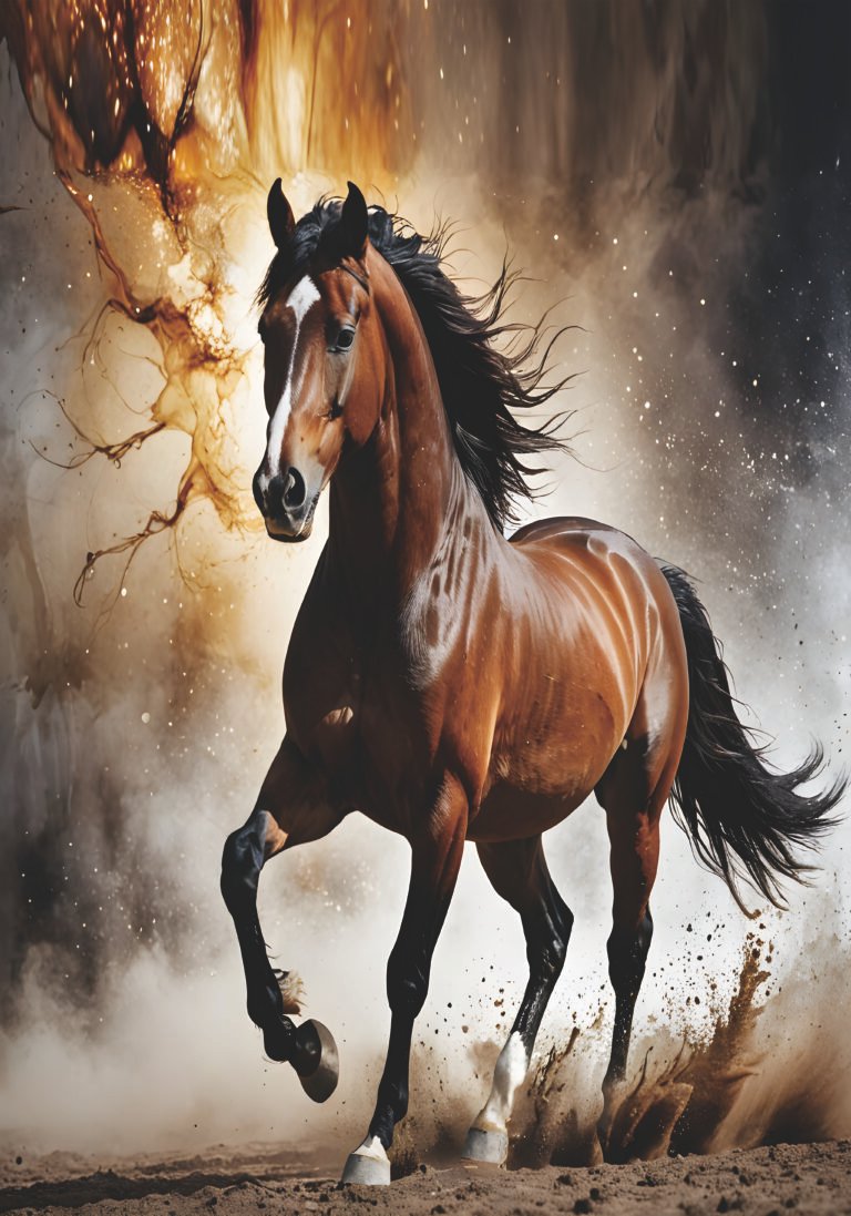 Horse themed painting with rhinestone scaled