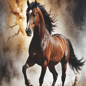 Horse themed painting with rhinestone scaled